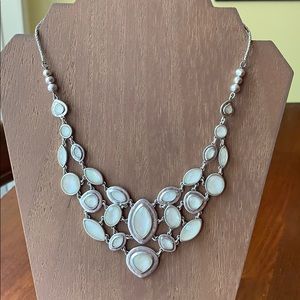 Lucky Brand silver-tone and white stone necklace